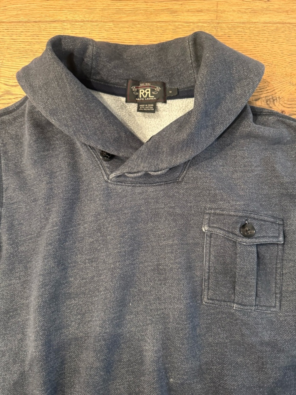 Double RL RRL shawl-collared sweatshirt